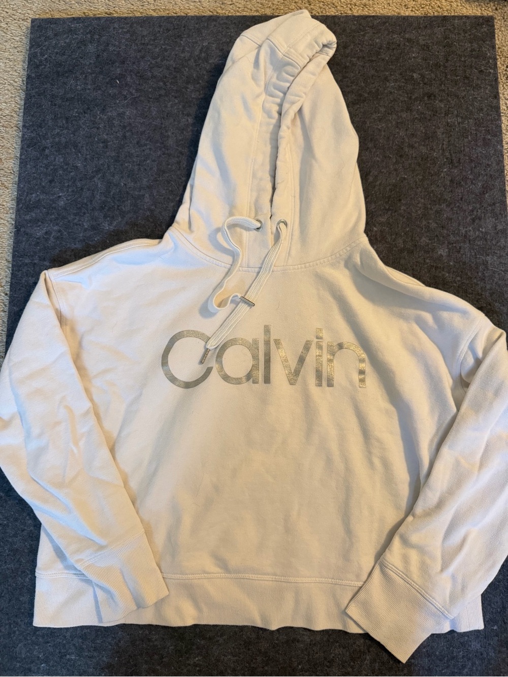 Calvin Klein Performance Cream White Logo Hoodie